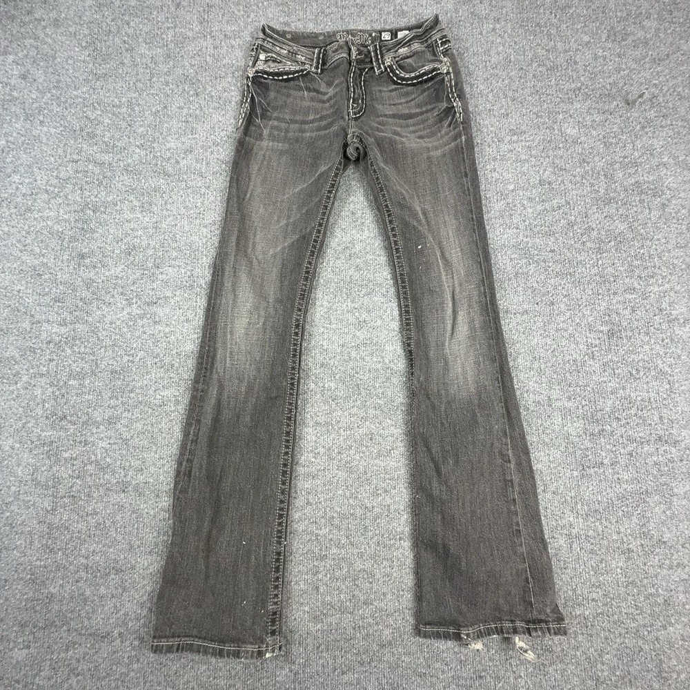 Miss Me Jeans Womens 29 Charcoal Wash Low Rise Bootcut JP5014-2 Distressed